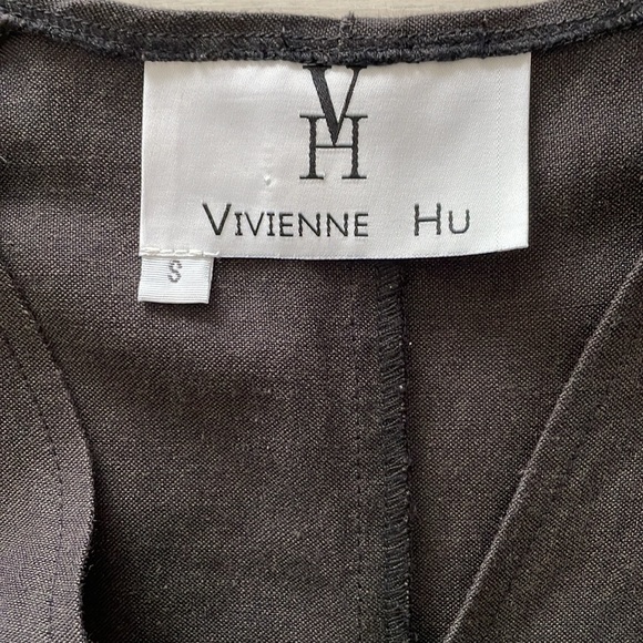 SALE! Vivienne Hu Brown V-Neck Blouse w/ Maxi Drape - Picture 11 of 12